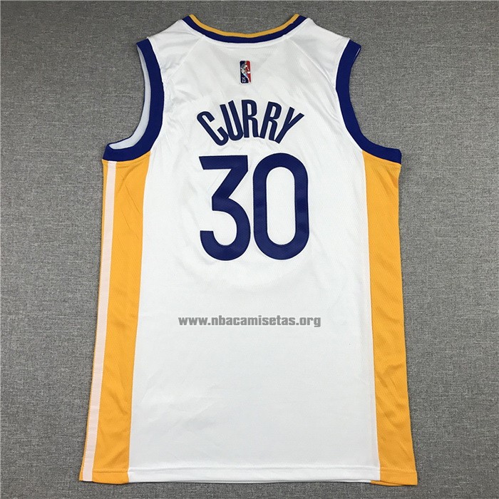 Camiseta Golden State Warriors Stephen Curry NO 30 Association 2021-22 Blanco